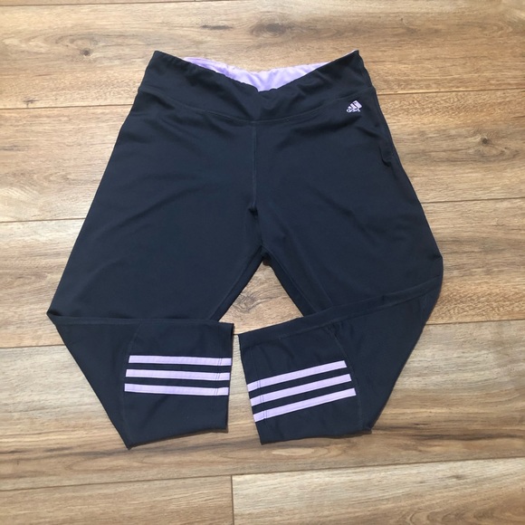 adidas Pants - Adidas Climalite Black legging w/ purple detail
